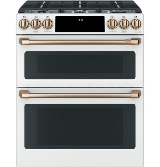 Cafe C2S950P4MW2 CAF(EBACK)™ 30" Smart Slide-In, Front-Control, Dual-Fuel, Double-Oven Range with Convection