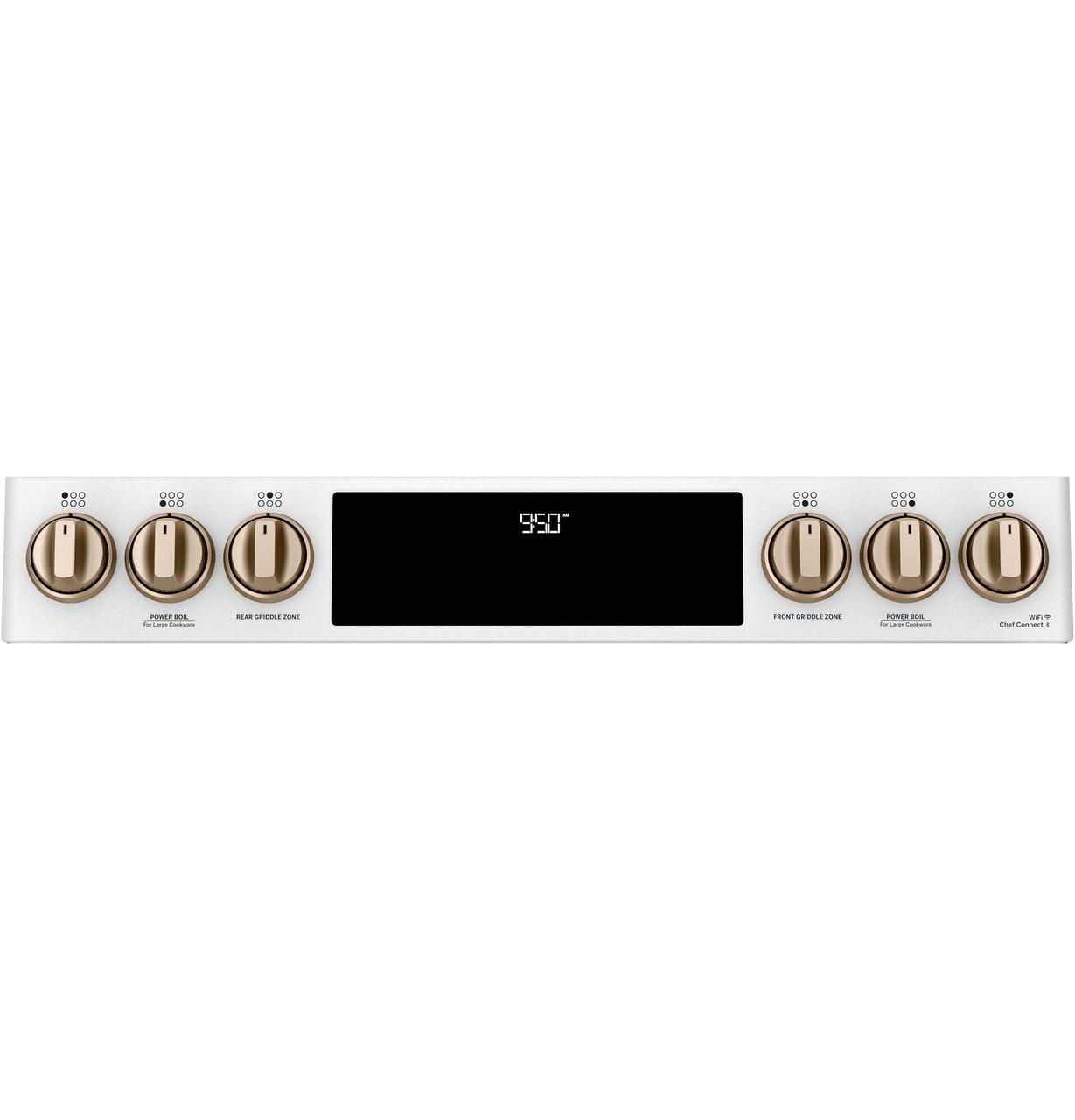 Cafe C2S950P4MW2 CAF(EBACK)™ 30" Smart Slide-In, Front-Control, Dual-Fuel, Double-Oven Range with Convection