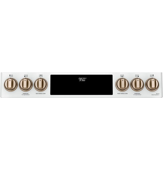 Cafe C2S950P4MW2 CAF(EBACK)™ 30" Smart Slide-In, Front-Control, Dual-Fuel, Double-Oven Range with Convection