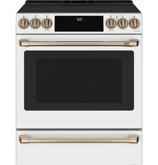 Cafe CHS900P4MW2 CAF(EBACK)™ 30" Smart Slide-In, Front-Control, Induction and Convection Range with Warming Drawer