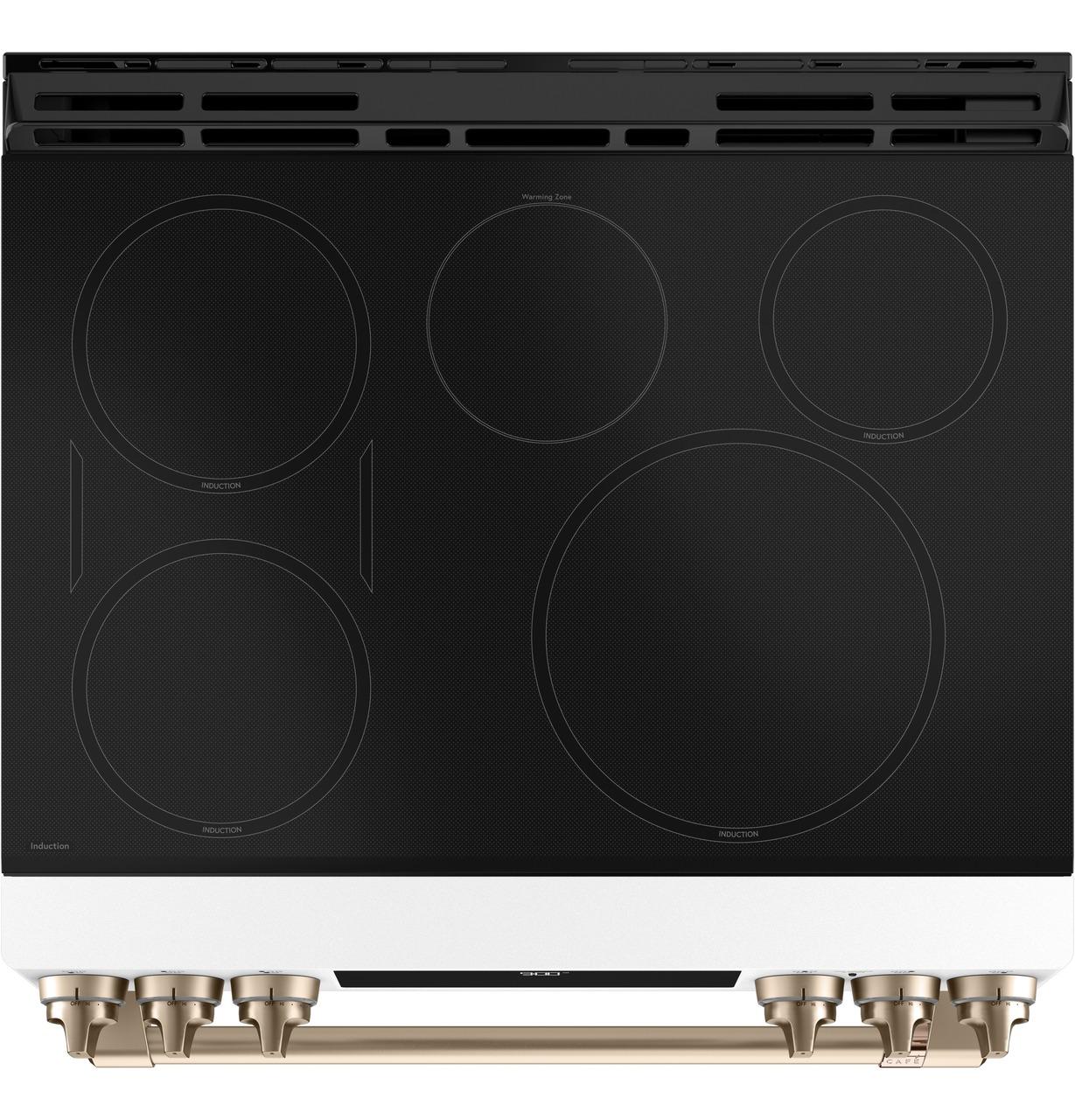 Cafe Caf(eback)™ 30" Smart Slide-In, Front-Control, Induction and Convection Range with Warming Drawer