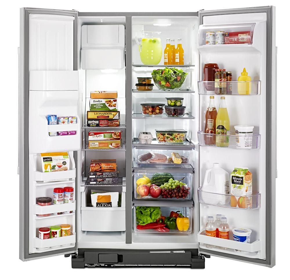 Maytag MSF25D4MDM 36-inch Wide Side-by-Side Refrigerator with External Ice and Water - 25 cu. ft.