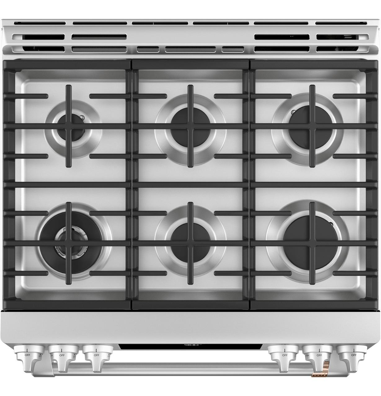 Cafe C2S900P2MS1 CAF(EBACK)™ 30" Smart Slide-In, Front-Control, Dual-Fuel Range with Warming Drawer