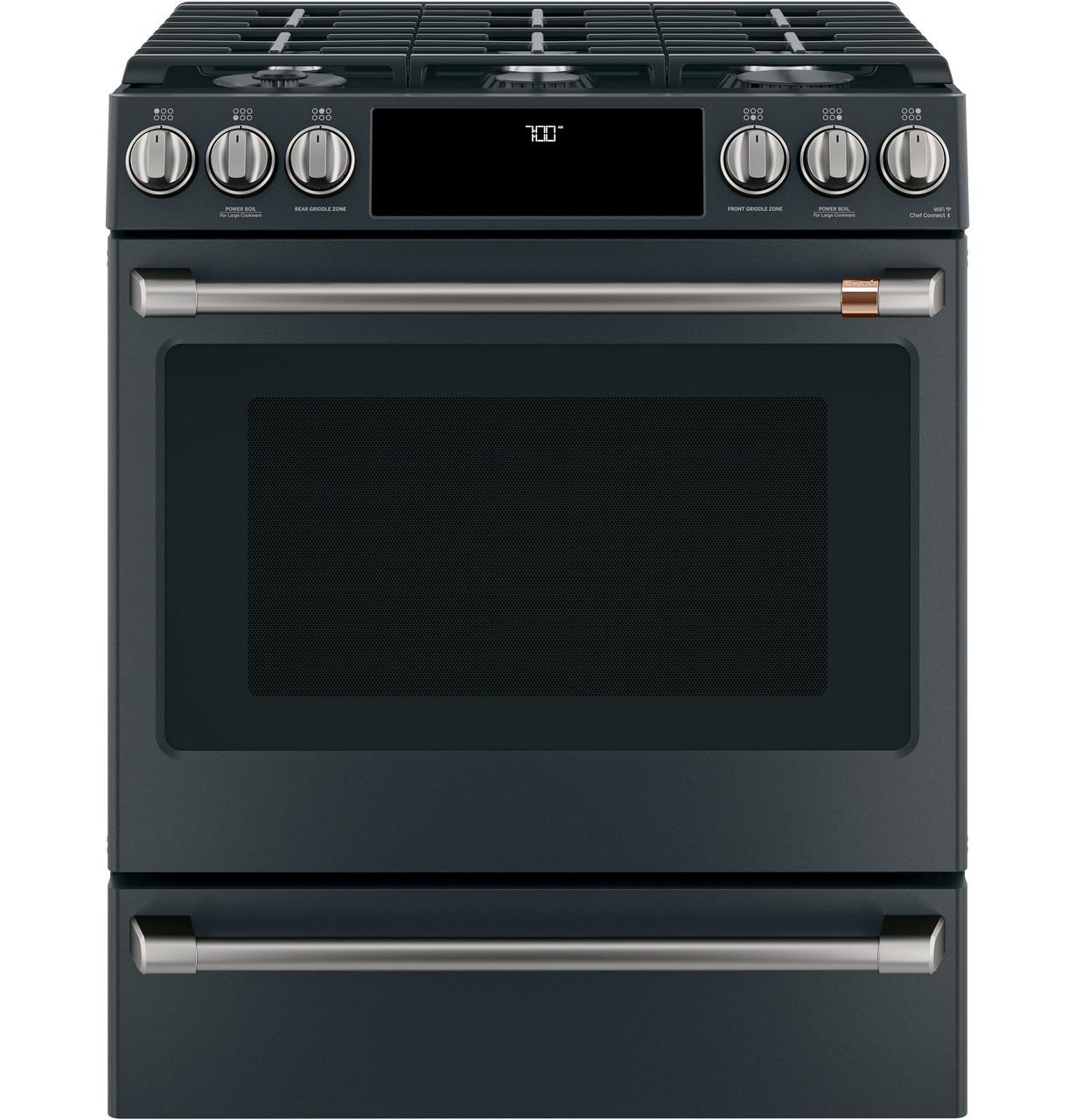 Cafe CGS700P3MD1 CAF(EBACK)™ 30" Smart Slide-In, Front-Control, Gas Range with Convection Oven