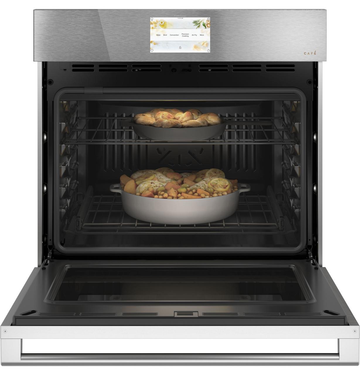 Cafe CTS70DM2NS5 CAF(EBACK)™ 30" Smart Single Wall Oven with Convection in Platinum Glass