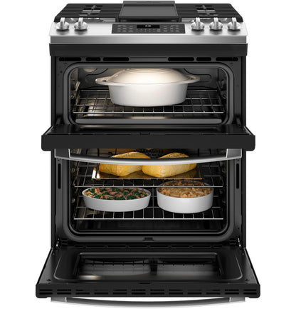 JGSS86SPSS GE 30" Slide-In Front Control Gas Double Oven Range