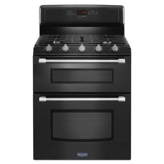 Maytag® 30-inch Wide Double Oven Gas Range with Power™ Burner - 6.0 cu. ft. - Black
