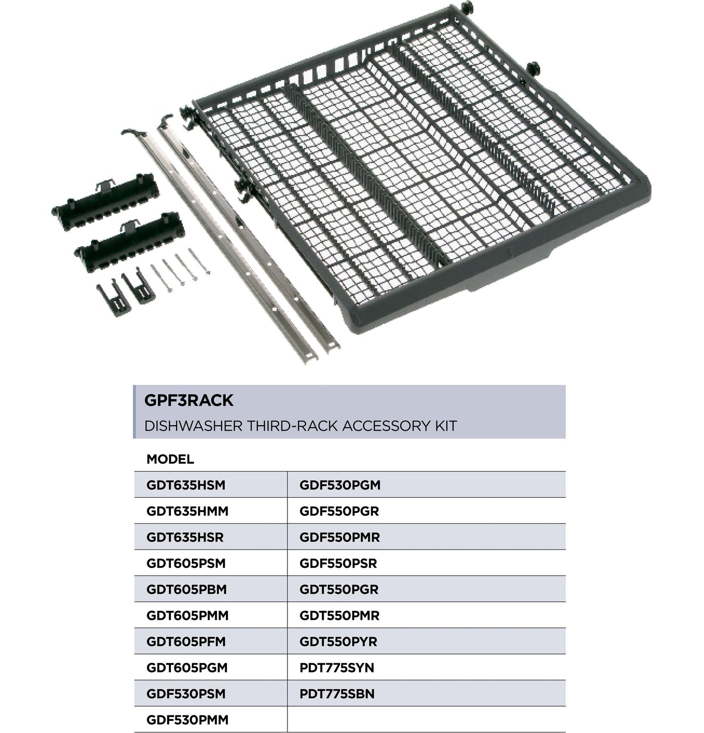 Ge Appliances GPF3RACK Dishwasher Third Rack Accessory Kit