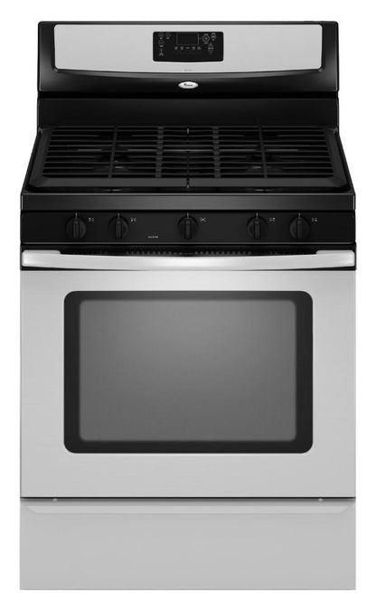 Whirlpool WFG381LVS 30-inch Self-Cleaning Freestanding Gas Range with Five Burners and Full-Width Satin-Finish Cast-Iron Grates