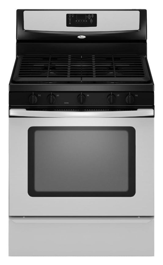 Whirlpool WFG381LVS 30-inch Self-Cleaning Freestanding Gas Range with Five Burners and Full-Width Satin-Finish Cast-Iron Grates