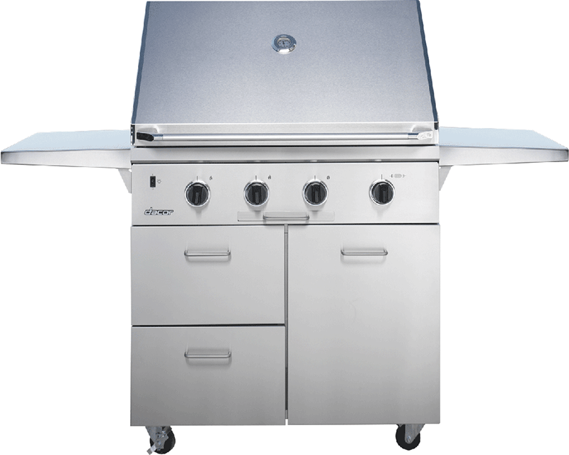 Dacor OBC36 Discovery 36" Outdoor Grill Cart in Stainless Steel with Chrome Trim