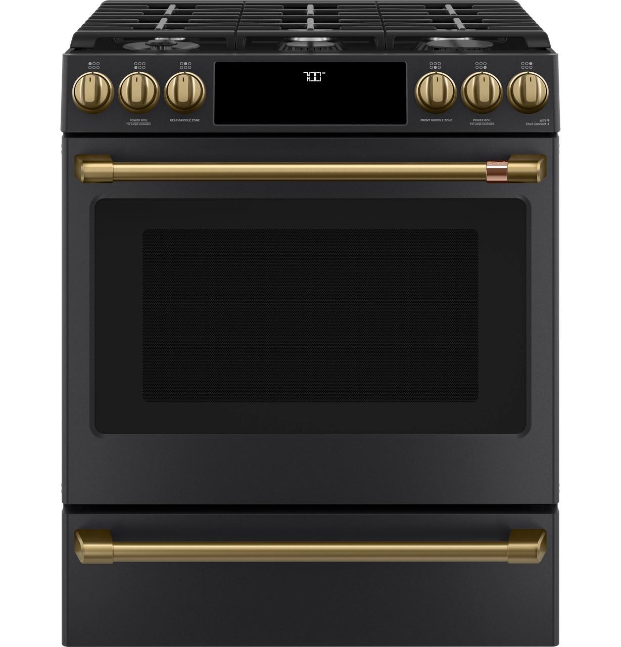 Cafe CGS700P3MD1 CAF(EBACK)™ 30" Smart Slide-In, Front-Control, Gas Range with Convection Oven