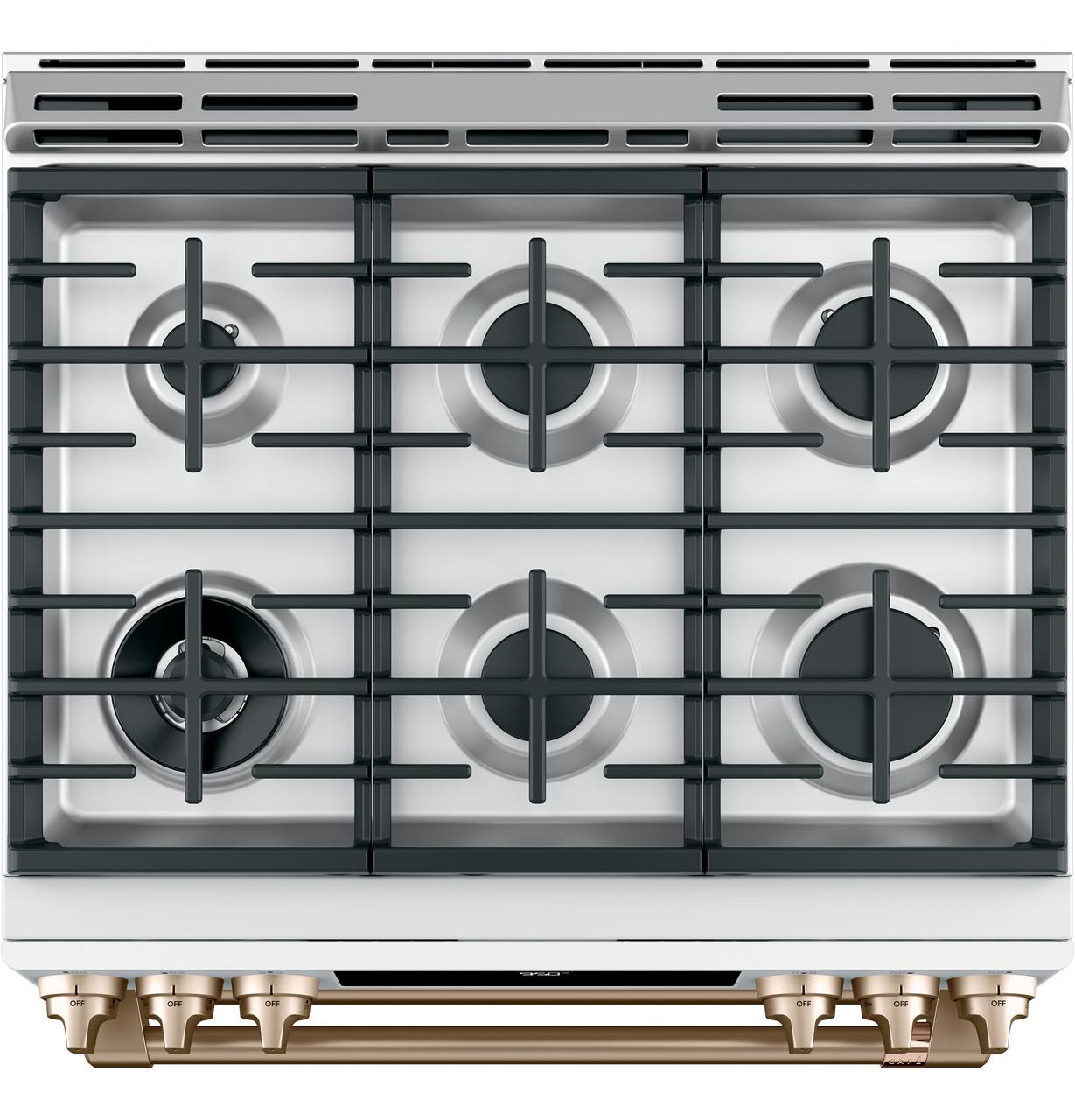Cafe C2S950P4MW2 CAF(EBACK)™ 30" Smart Slide-In, Front-Control, Dual-Fuel, Double-Oven Range with Convection