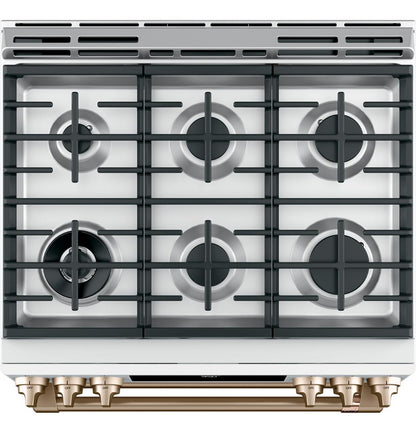 Cafe C2S950P4MW2 CAF(EBACK)™ 30" Smart Slide-In, Front-Control, Dual-Fuel, Double-Oven Range with Convection