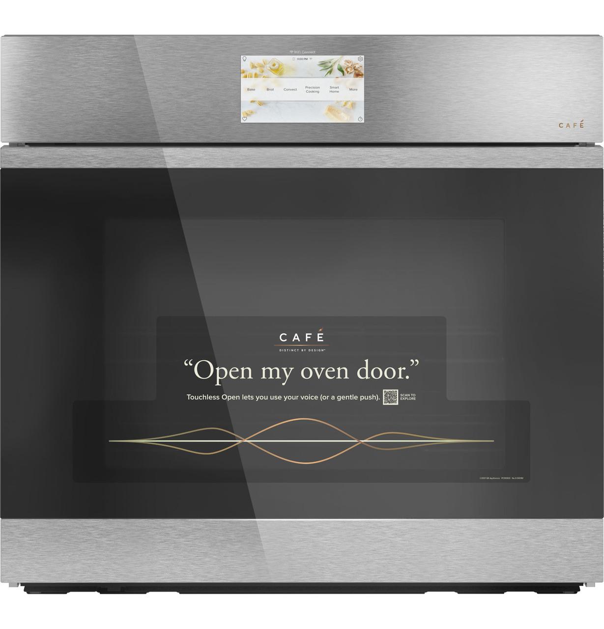 Cafe CTS90DM2NS5 Caf(eback)™ 30" Smart Built-In Convection Single Wall Oven in Platinum Glass