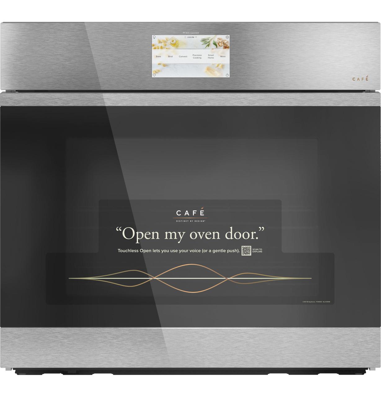Cafe CTS90DM2NS5 CAF(EBACK)™ 30" Smart Built-In Convection Single Wall Oven in Platinum Glass