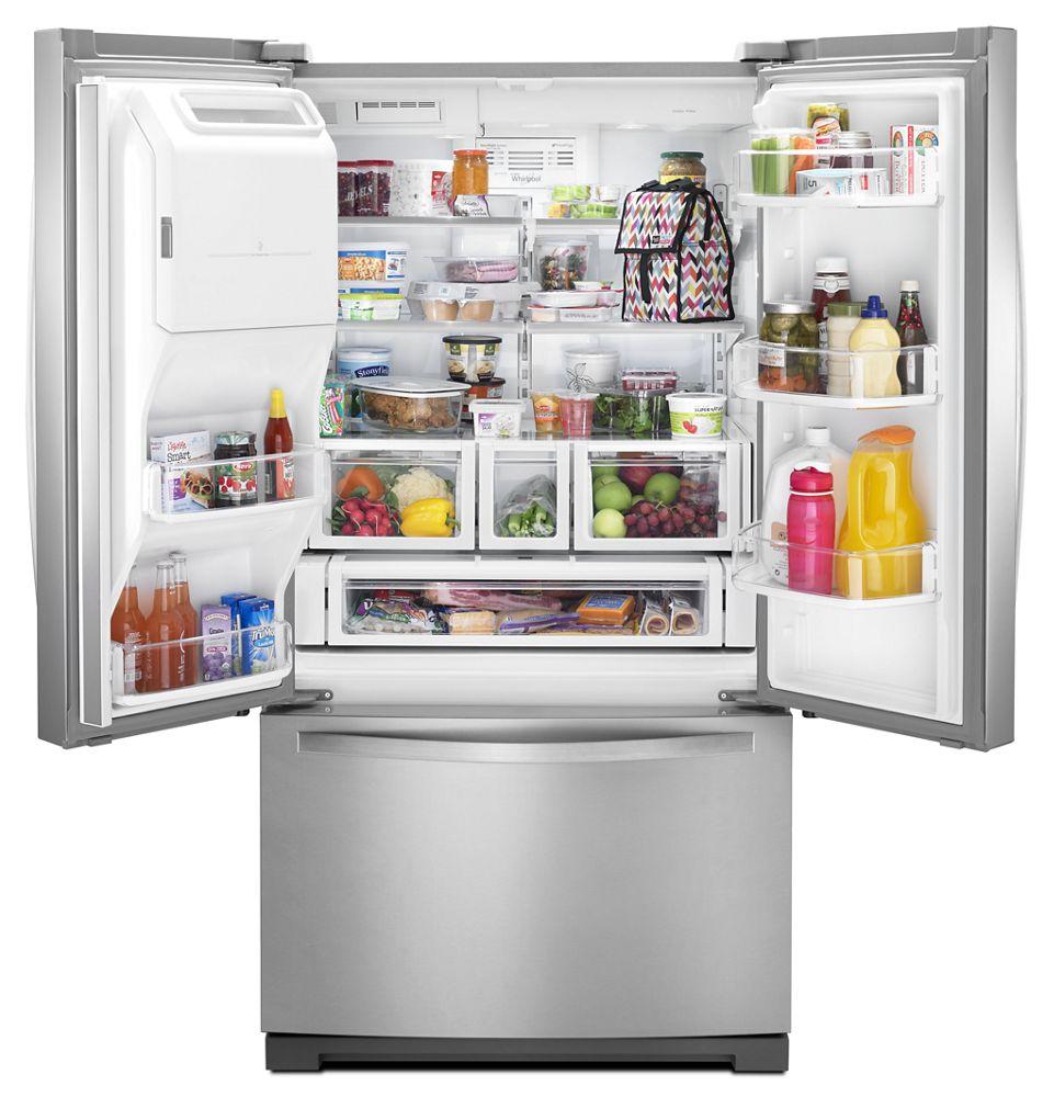 Whirlpool WRF767SDEM 36-inch Wide French Door Bottom Freezer Refrigerator with Dual Icemakers - 27 cu. ft.