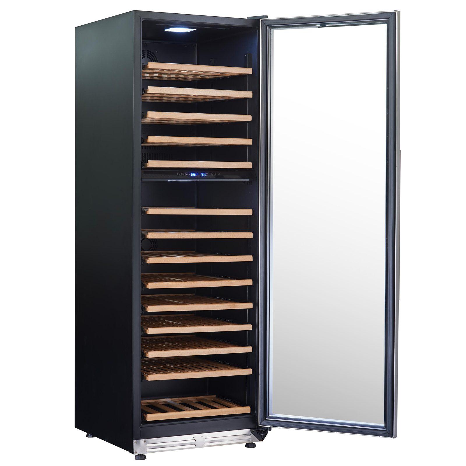 Avanti 154 Bottle DESIGNER Series Dual-Zone Wine Cooler - Stainless Steel with Black Cabinet / 154 Bottles