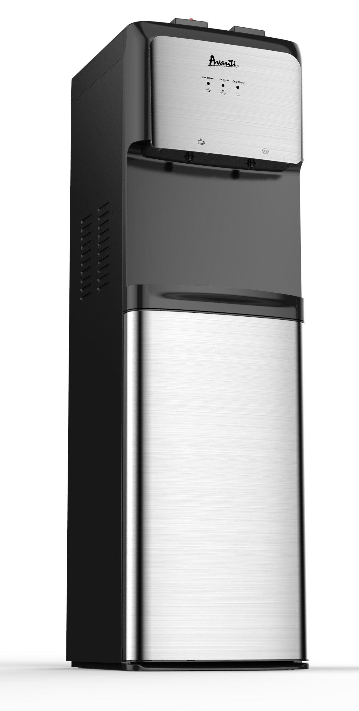 Avanti Bottom Loading Hot and Cold Water Dispenser - Black/Stainless Steel / 3 Gallons or 5 Gallons