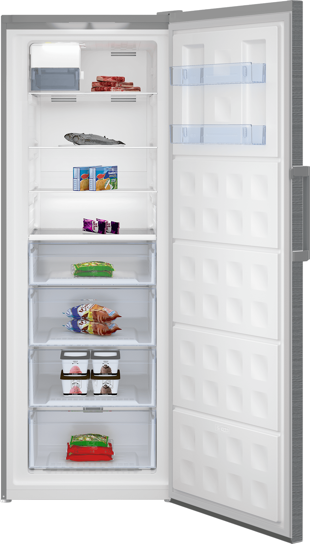 Beko BUFR2715SSIM 28" Manhattan Stainless Steel Upright Freezer with Auto Ice Maker