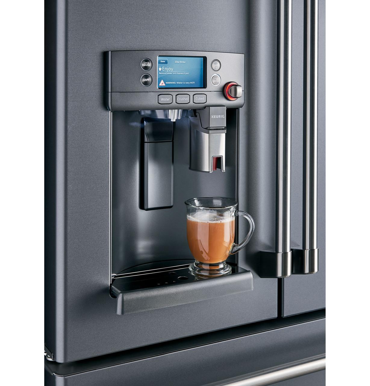 Cafe CYE22UP2MS1 CAF(EBACK)™ ENERGY STAR® 22.1 Cu. Ft. Smart Counter-Depth French-Door Refrigerator with Keurig® K-Cup® Brewing System