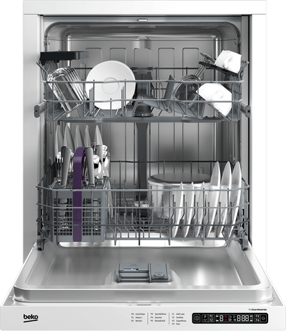Beko DDN25402W Full Size Dishwasher with (14 place settings, 48.0