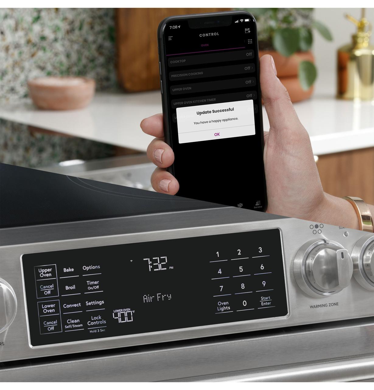 Cafe CGS700P2MS1 Caf(eback)™ 30" Smart Slide-In, Front-Control, Gas Range with Convection Oven