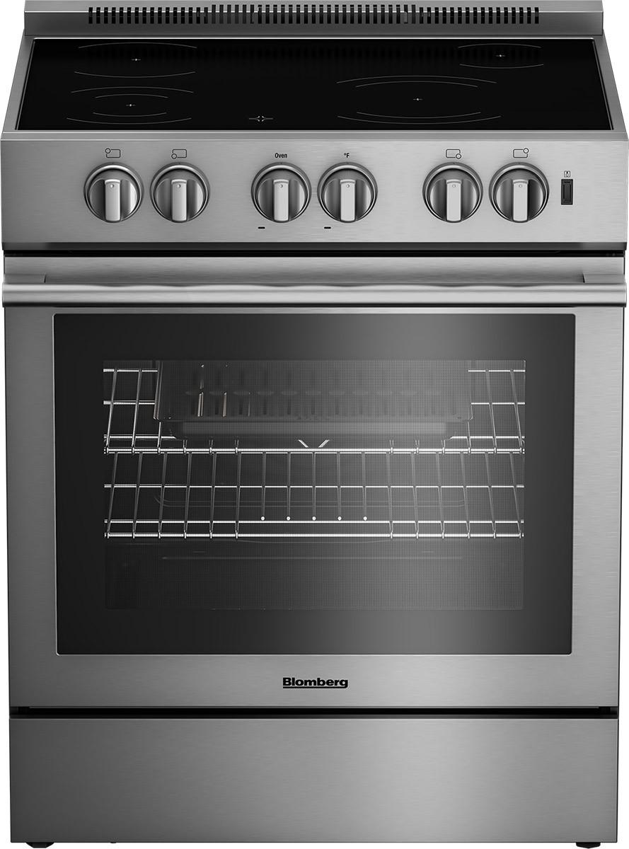 Blomberg Appliances 30in electric stainless range with 5.7 cu ft self clean oven, 4 burner