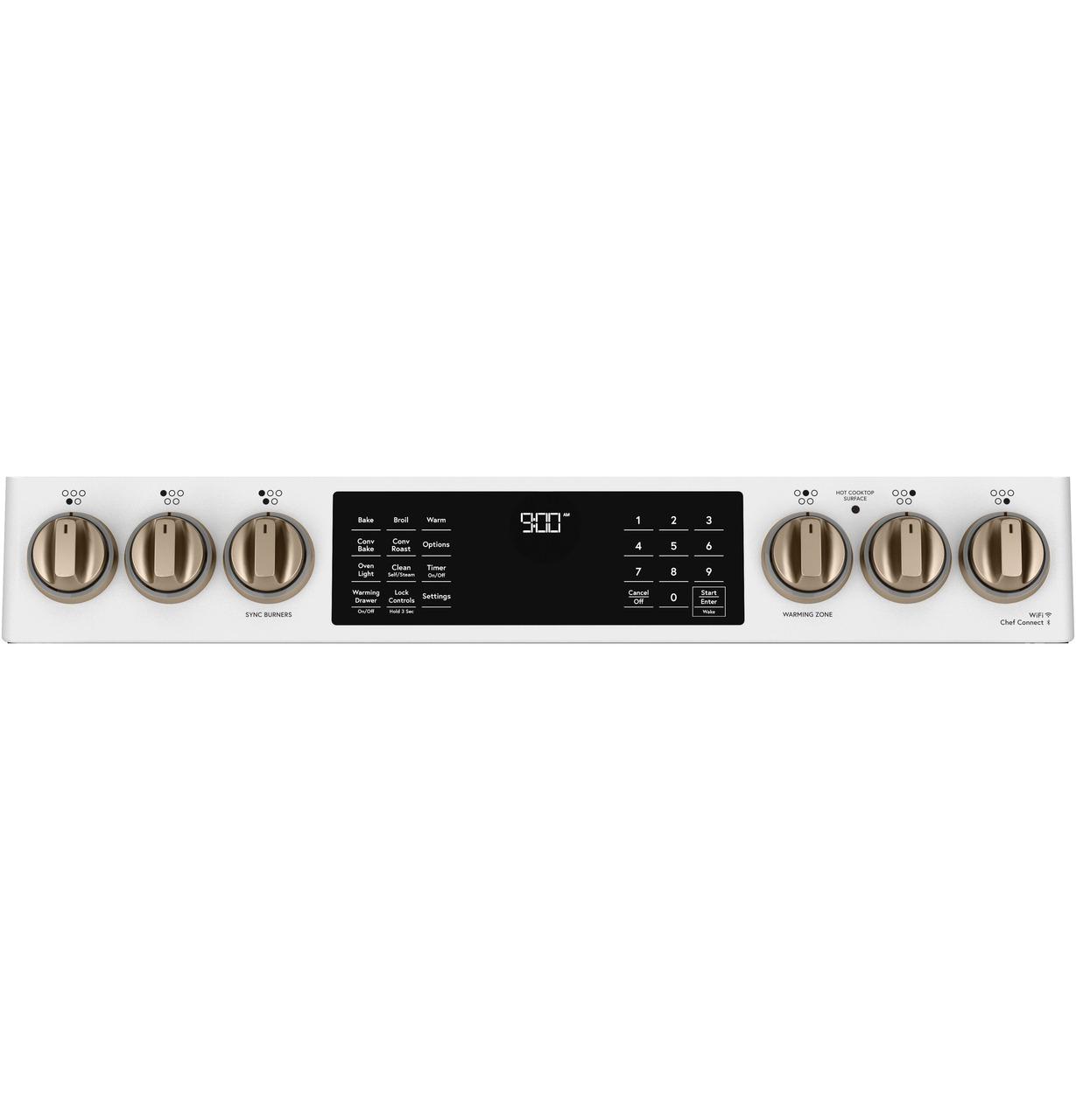 Cafe CHS900P4MW2 CAF(EBACK)™ 30" Smart Slide-In, Front-Control, Induction and Convection Range with Warming Drawer