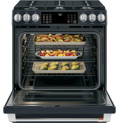 Cafe CGS700P3MD1 CAF(EBACK)™ 30" Smart Slide-In, Front-Control, Gas Range with Convection Oven