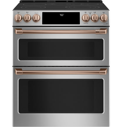 Cafe CES750P2MS1 CAF(EBACK)™ 30" Smart Slide-In, Front-Control, Radiant and Convection Double-Oven Range