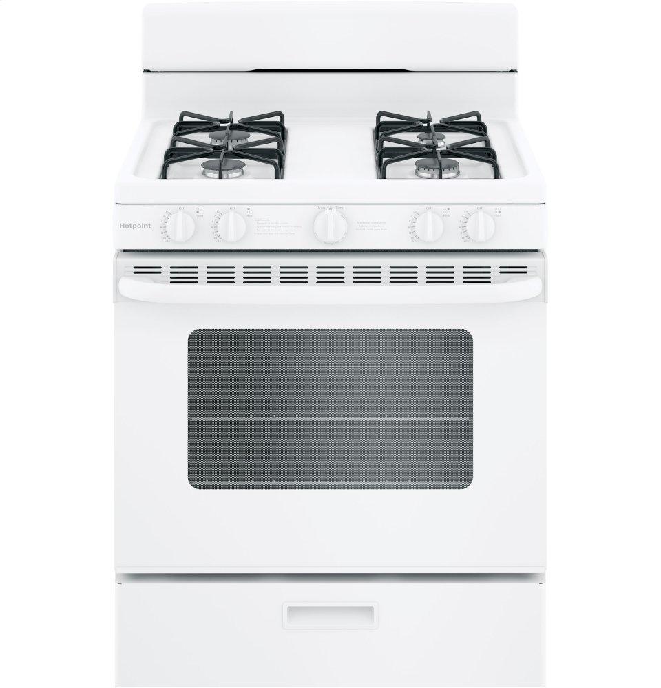 RGBS200DMWW Hotpoint® 30" Free-Standing Gas Range with Cordless Battery Ignition