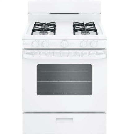 RGBS200DMWW Hotpoint® 30" Free-Standing Gas Range with Cordless Battery Ignition