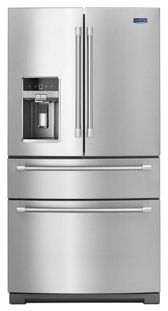 Maytag 36-inch Wide 4-Door French Door Refrigerator with Steel Shelves - 26 cu. ft.
