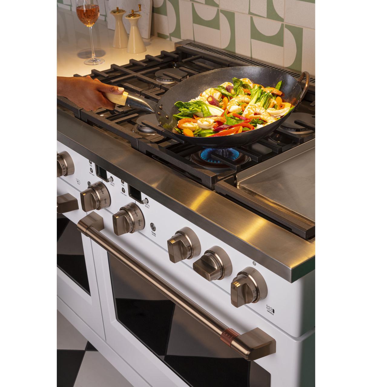 Cafe Caf(eback)™ 48" Smart Dual-Fuel Commercial-Style Range with 6 Burners and Griddle (Natural Gas)