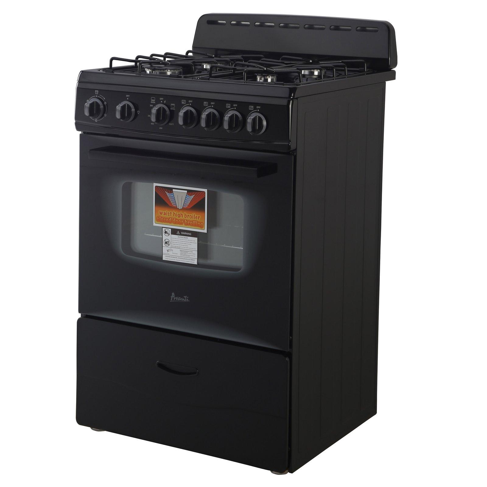 Avanti 24" Compact Gas Range Oven - Black / 2.6 cu. ft.