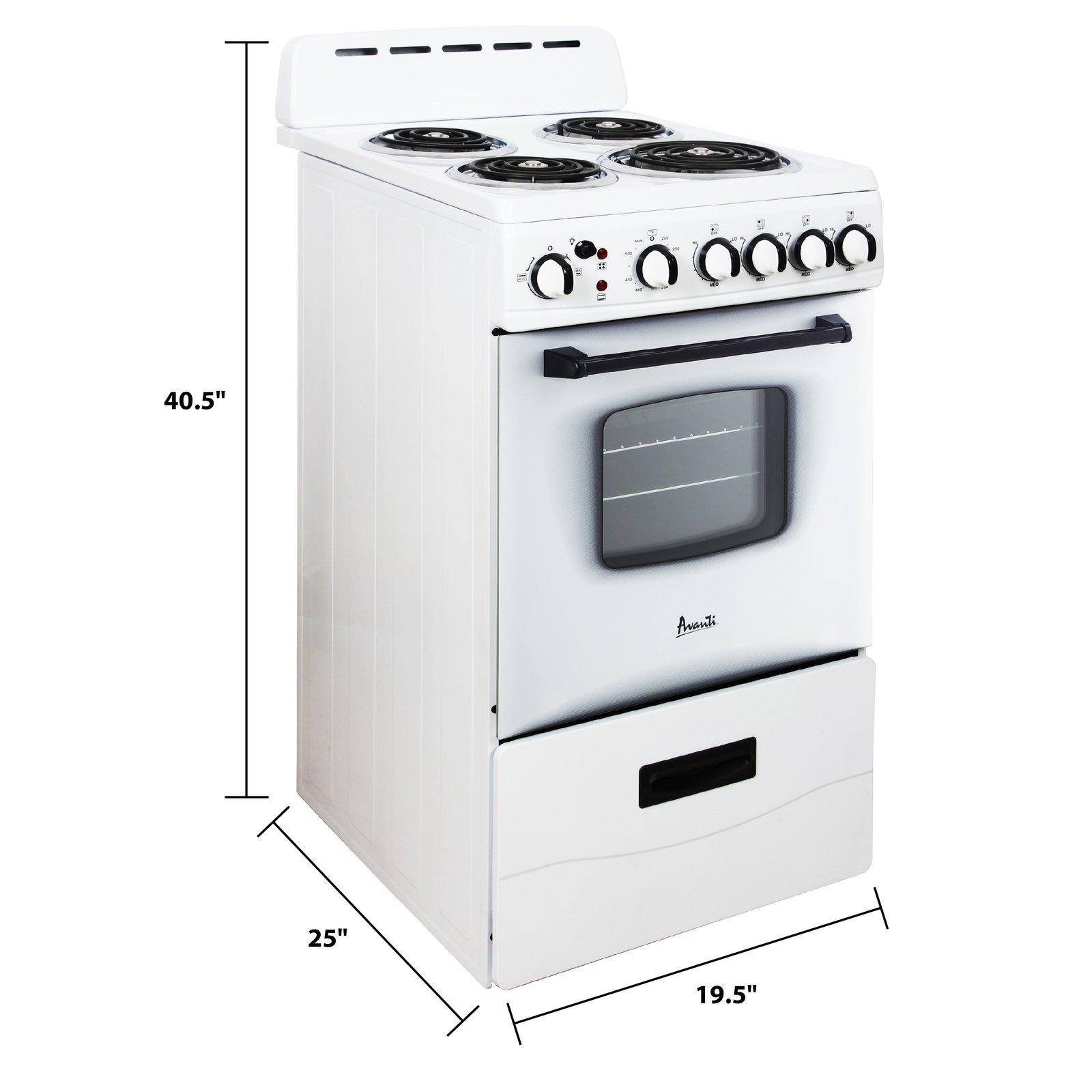 ERU200P0W Avanti 20" Electric Range Oven with Framed Glass Door - White / 2.1 cu. ft.