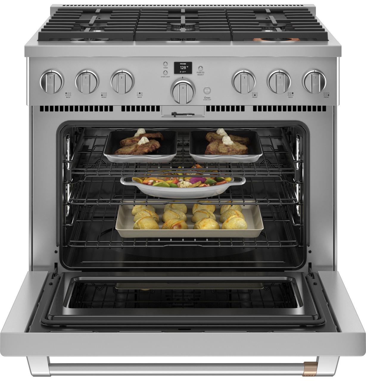 Cafe Caf(eback)™ 36" Smart Dual-Fuel Commercial-Style Range with 6 Burners (Natural Gas)