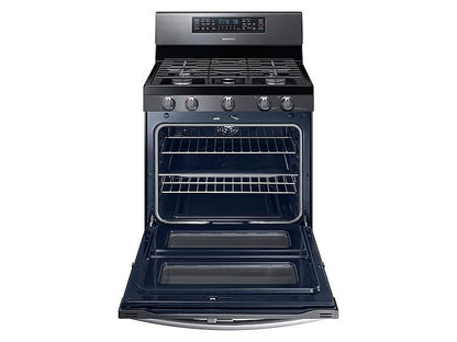 Samsung NX58M6850SG 5.8 cu ft. Smart Freestanding Gas Range with Flex Duo™ & Dual Door in Black Stainless Steel