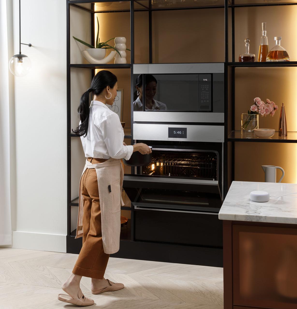 Cafe CTD90DM2NS5 CAF(EBACK)™ 30" Smart Built-In Convection Double Wall Oven in Platinum Glass