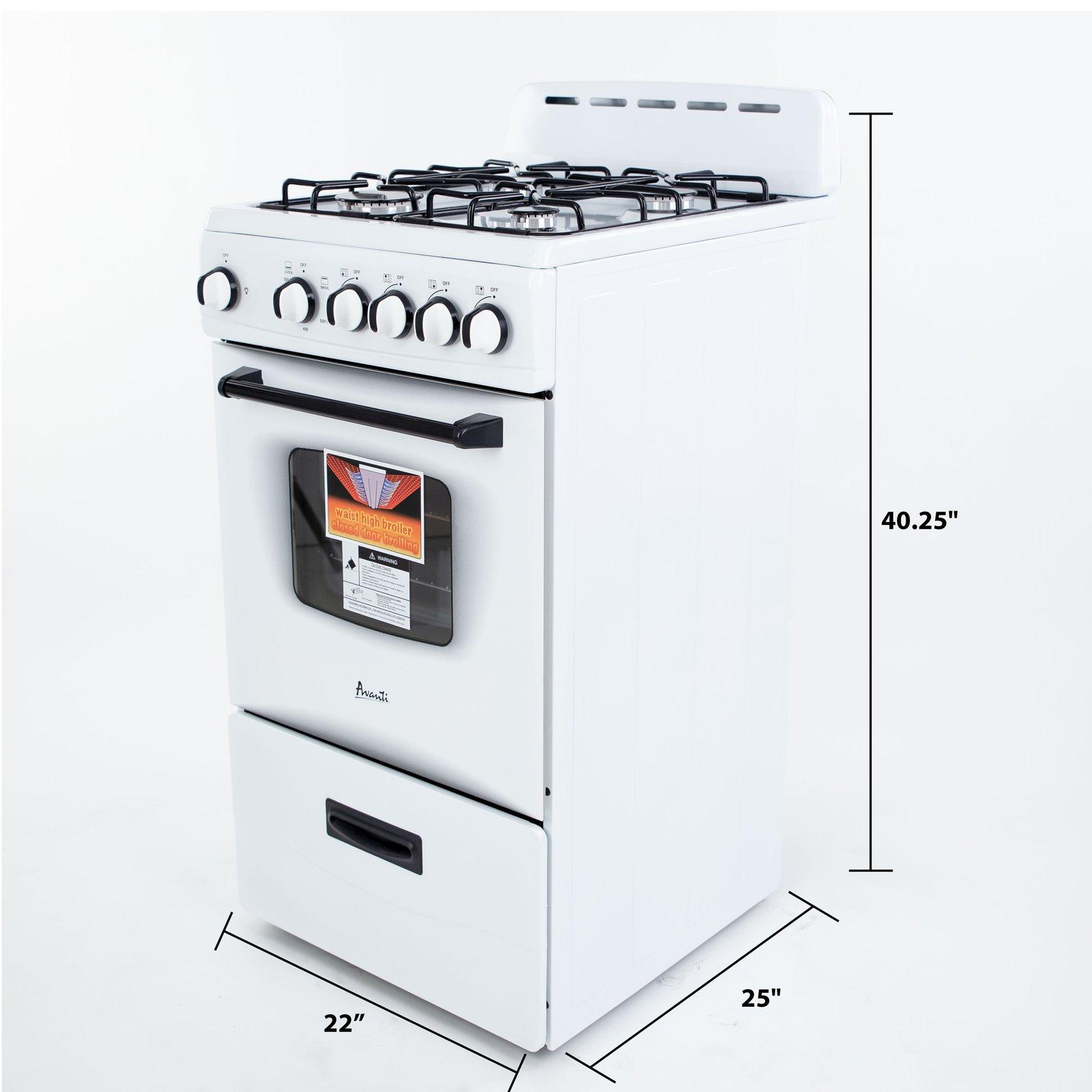 Avanti 20" Compact Gas Range Oven - White / 2.1 cu. ft.