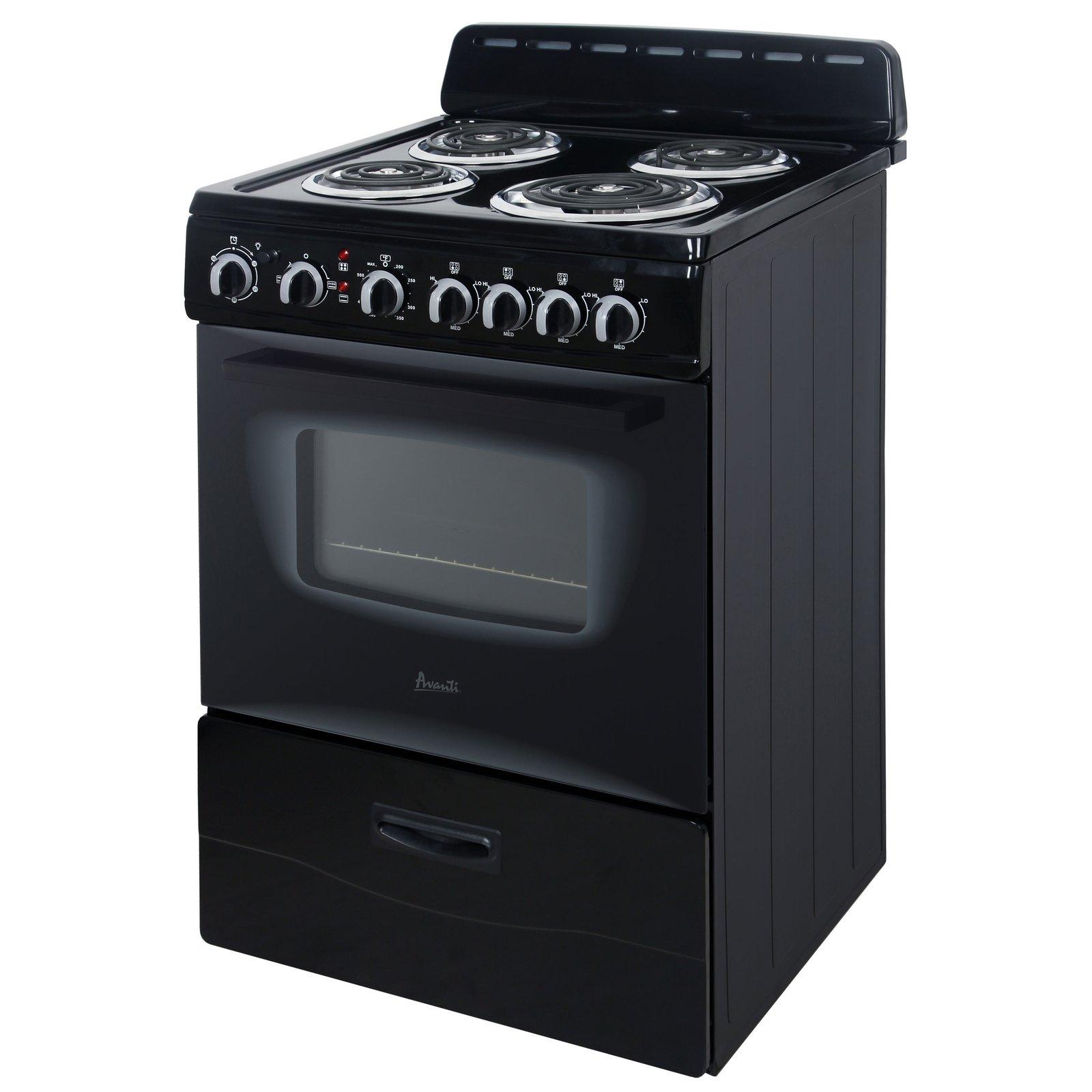 ERU240P1B Avanti 24" Electric Range Oven with Framed Glass Door - Black / 2.6 cu. ft.