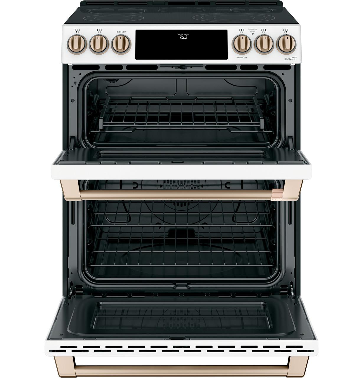 Cafe Caf(eback)™ 30" Smart Slide-In, Front-Control, Radiant and Convection Double-Oven Range