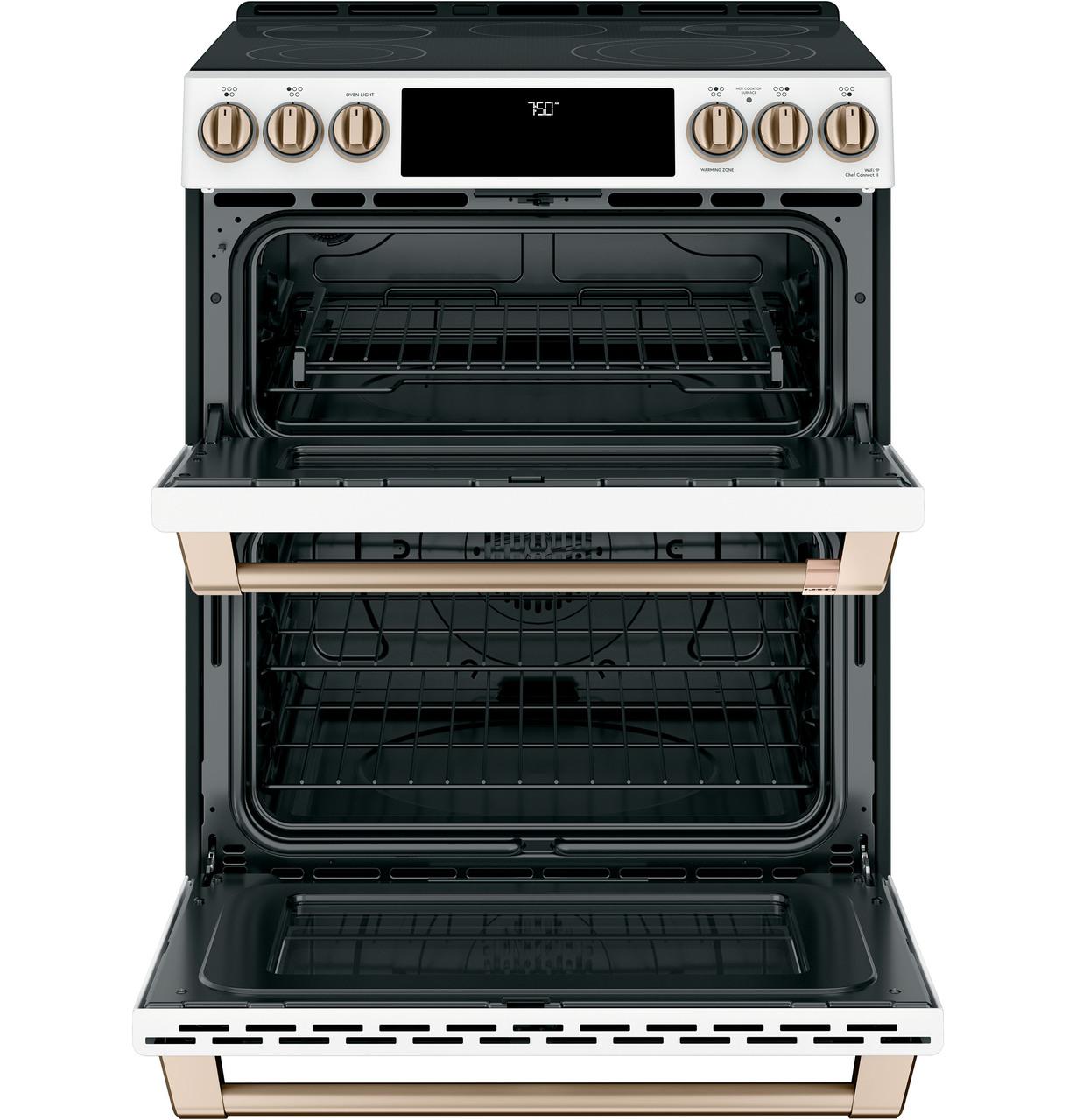 Cafe CES750P4MW2 CAF(EBACK)™ 30" Smart Slide-In, Front-Control, Radiant and Convection Double-Oven Range
