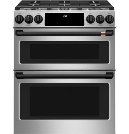 Cafe C2S950P2MS1 CAF(EBACK)™ 30" Smart Slide-In, Front-Control, Dual-Fuel, Double-Oven Range with Convection