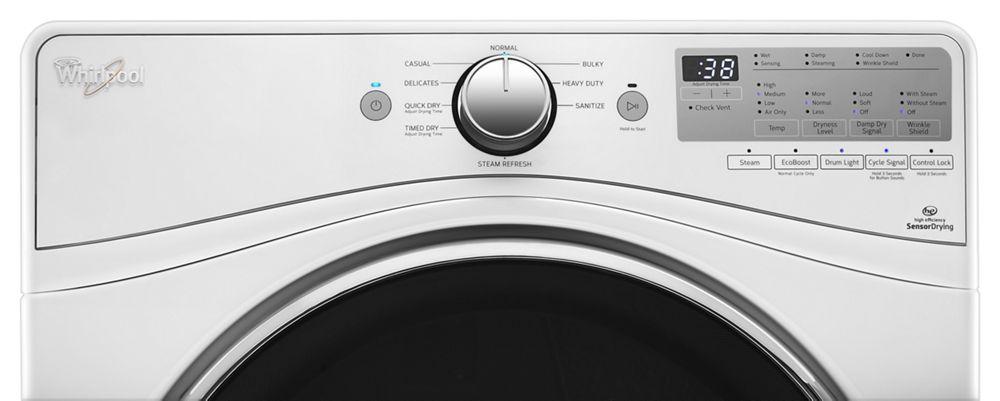 Whirlpool WED90HEFW 7.4 cu.ft Front Load Electric Dryer with Advanced Moisture Sensing, Steam Refresh