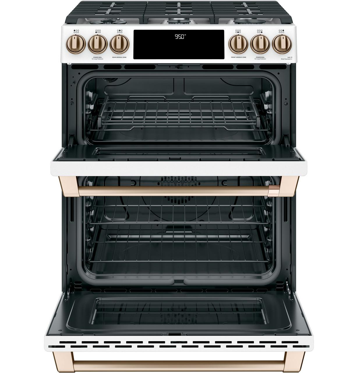 Cafe C2S950P4MW2 CAF(EBACK)™ 30" Smart Slide-In, Front-Control, Dual-Fuel, Double-Oven Range with Convection