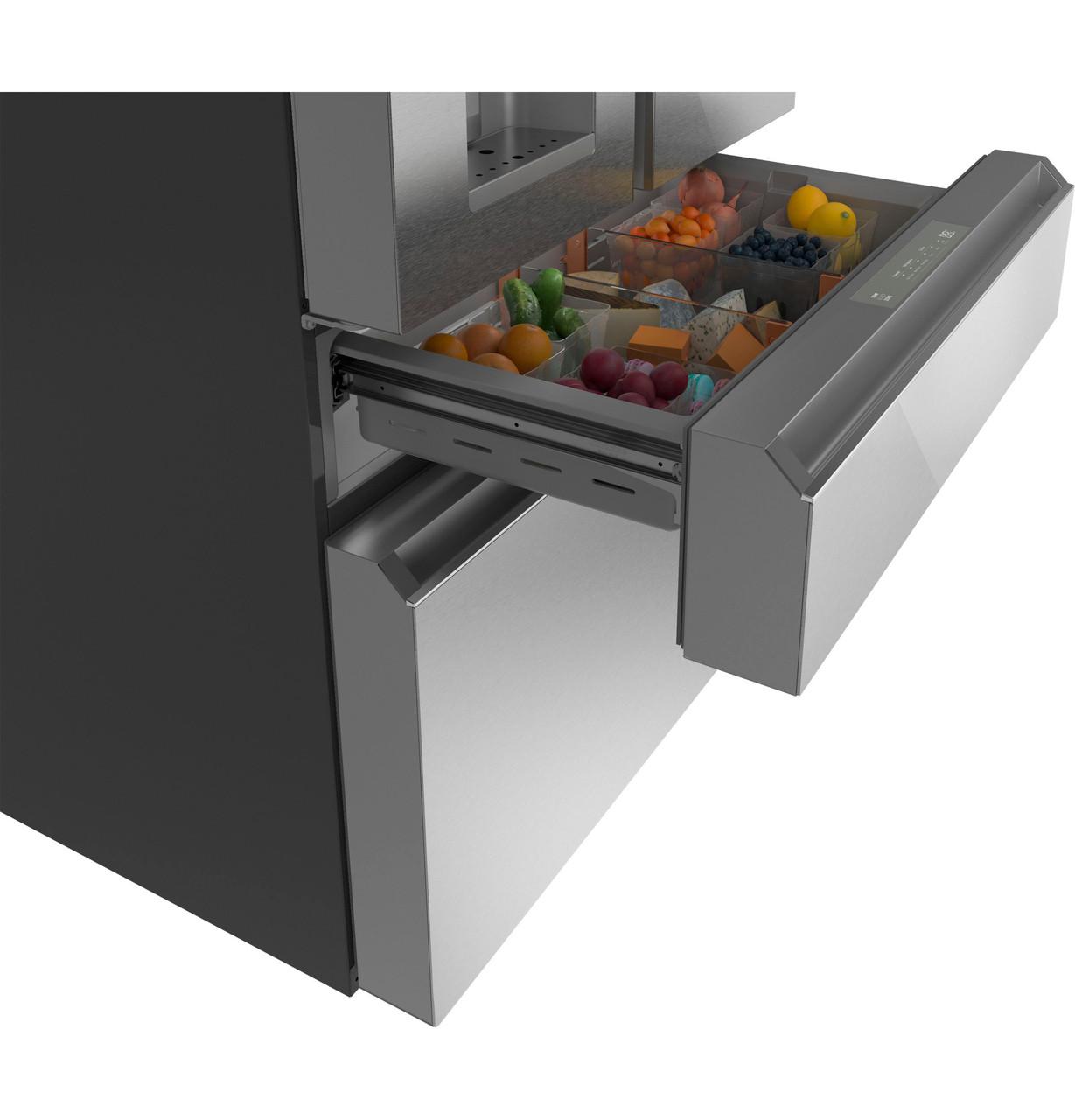 Cafe CXE22DM5PS5 CAF(EBACK)™ ENERGY STAR® 22.3 Cu. Ft. Smart Counter-Depth 4-Door French-Door Refrigerator in Platinum Glass
