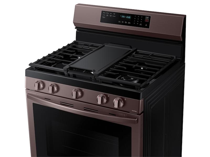 Samsung 6.0 cu. ft. Smart Freestanding Gas Range with No-Preheat Air Fry, Convection+ & Stainless Cooktop in Tuscan Stainless Steel