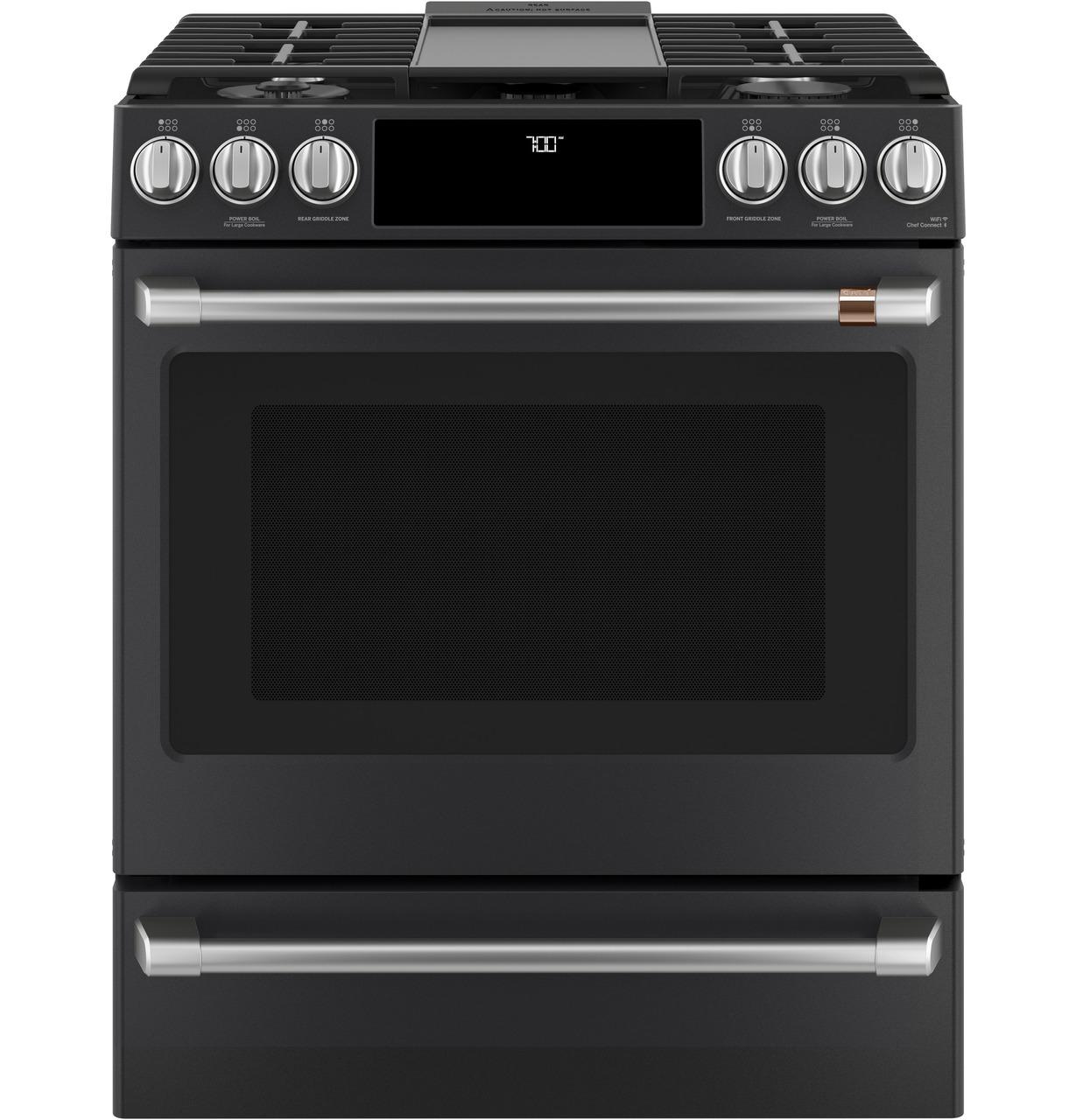 Cafe CGS700P3MD1 CAF(EBACK)™ 30" Smart Slide-In, Front-Control, Gas Range with Convection Oven